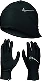 Nike Essential Running Set Beanie + Handschuhe (L-XL, black/silver)