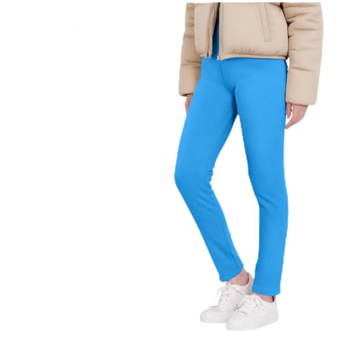 Girls Fleece Lined Leggings Toddler Kids High Waist Thermal Winter Pants Tights Thick Stretch Solid Christmas Pants