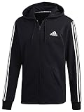 Cuello redondo. Adidas Must Have 3-Stripes French Terry Hoddie Men Sudadera con Capucha y Cremallera, Hombre, Negro (Black/White), S