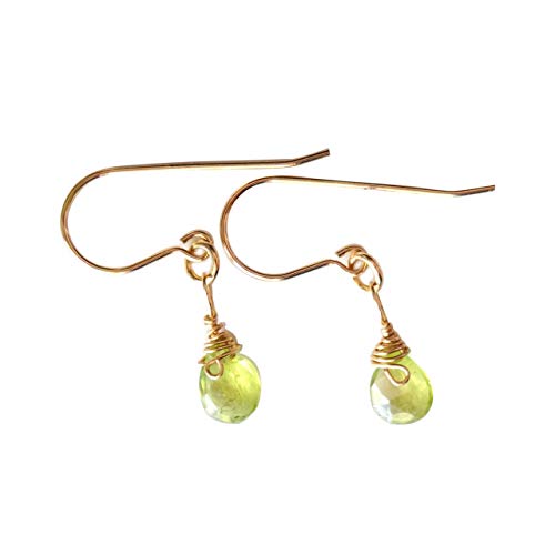 Raw Peridot Earrings - Green Peridot Drop Earrings - August Birthstone Jewelry - Gold Earrings - Gift for Women - Gift Box - Motherâ€™s Day Gift
