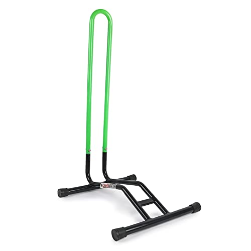 Image of Grandbiker Bicycle Parking Stand, Bicycle Floor Parking Holder Stand, Rubber (Black+Parrot Green)