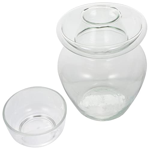 Yardwe Pote de fermentação de vidro chinês tradicional de fermentação panela de decapagem com vedaçã