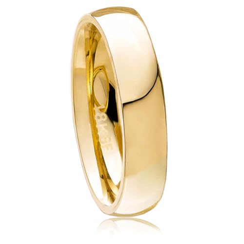 AndreAngel 18K Gold Melted Over Titanium Alloy Wedding Band Ring for Women 4.5 mm Width 4.0 GR Classic Domed Contoured Comfort fit, High-Polished Finish, and Vintage Design. Engagement and Anniversary.