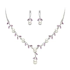 Earrings+Necklace_Purple Silver-Plated-Brass