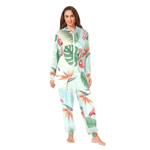 Grenouillère à capuche rose à motif tropical pour vos soirées cocooning