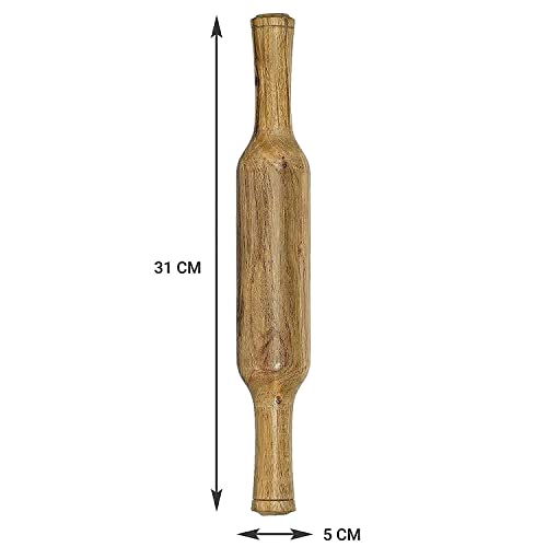 Image of Wooden Roti Roller /Rolling Pin /Roti Maker /Phulka Maker /Chapati Maker Rolling Pin /Marble Belan for Kitchen. (Size:12INCH)