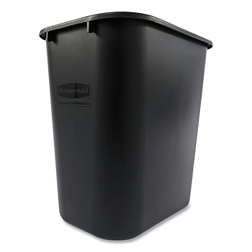 Rubbermaid 295600BK Deskside Plastic Wastebasket, Rectangular, 7 gal, Black
