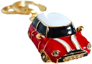 Mini Style Car Keyring Gift Blue/Red Rhinestone Detail with Gold Coloured Trim (Red(1))