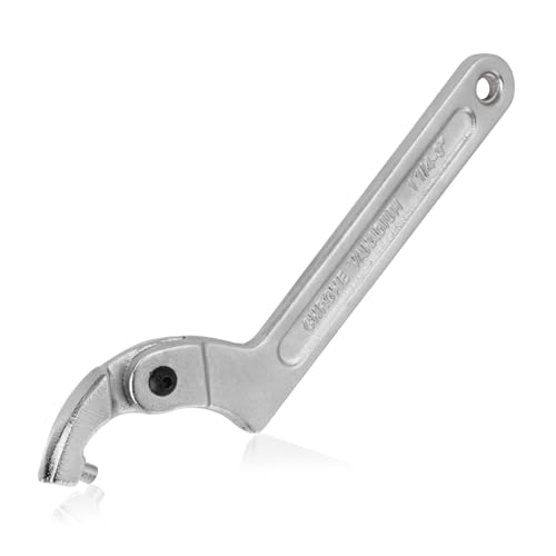 Image of Adjustable C Spanner Hook Wrench Tool with Round Head, 1 1 /4-3 Inch (32-76mm) Capacity, Pin Spanner Nut Wrench Tool for Machine Tools, Vehicles, Mechanical Equipments, Chrome-Vanadium Steel