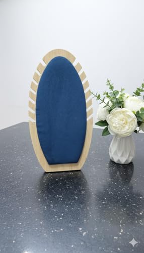 Image of Blue Wooden Necklace Long Chain Bracelet Pendant Hanging Board Jewelry Storage Display Stand
