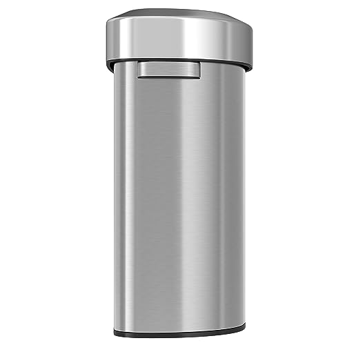 Image of iTouchless 18 Gallon Stainless Steel Semi-Round Open Top Trash Can and Recycle Bin, 68 Liter, Slim and Space-Saving Design for Home, Office, Kitchen, Restaurant, Restroom, Large Capacity