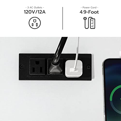 HOOBRO Kitchen Island with Power Outlet, Kitchen Storage Island with Spice Rack and Drawer, Rolling Kitchen Cart on Wheels, for Home, Kitchen and Dining Room, White WT82UZD01G1