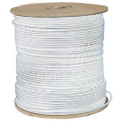 QualConnect Plenum Bulk RG59 Siamese Coaxial/Power Cable, White, Solid Core, CMP, 18/2 (18 AWG 2 Conductor) Solid Power, Spool, 1000 ft