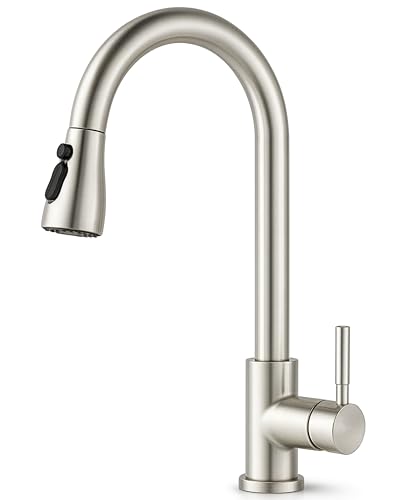 Robinet Cuisine Ocascade avec douchette Extractible 3 Modes - Bec Pivotant 360°, Douchette Extensible Inox 304 - Mitigeur Design Moderne Eau Chaude & Froide - Chrome Brossé, Installation Monotrou