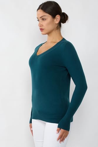 Image of JENNIE LIU Women's 100% Pure Cashmere Long Sleeve Ava V Neck Pullover Sweater
