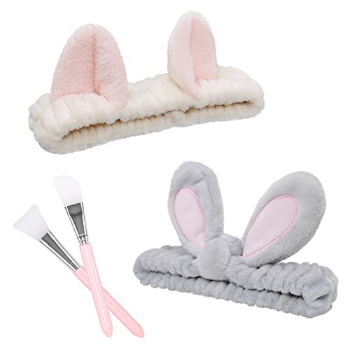 2 Stück Katzenohr-Stirnbänder – Grau Mit Pinken Ohren, Weich & Dehnbar Für Gesichtspflege, Make-up & Yoga
