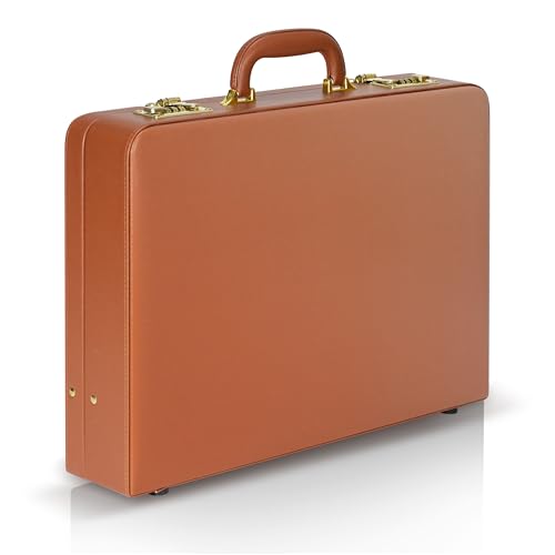 HAESTUS Briefcases for Men, Professional Leather Briefcase with Lock, Hard Shell Business Brief Case, Durable Executive Attache Case for Laptop Documents, Mens Hard Briefcase for Work Office Travel