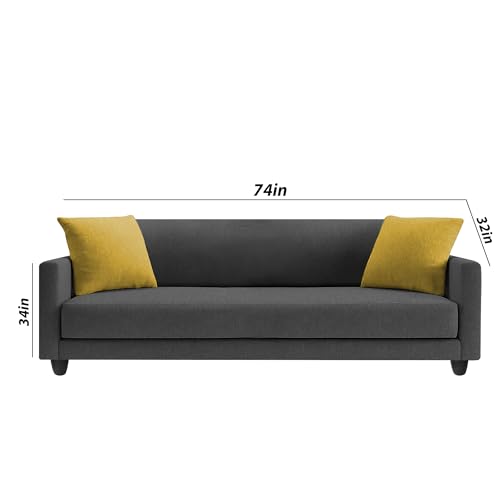 Image of Casaliving Dominic 3 Seater Sofa Set for Living Room (Black Fabric) Premium Fabric Sofa
