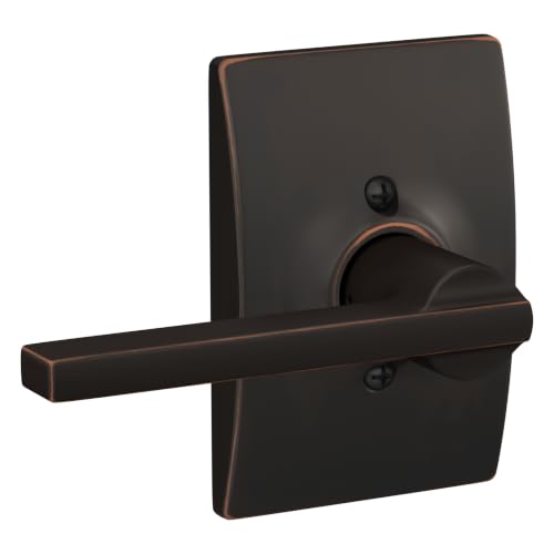 Image of SCHLAGE Latitude Non-Turning Dummy Door Handle, Reversible, Aged Bronze | Non-turning dummy lever door handle with no latch or lock, Decorative pull, One sided, Easy to install, Certified durability