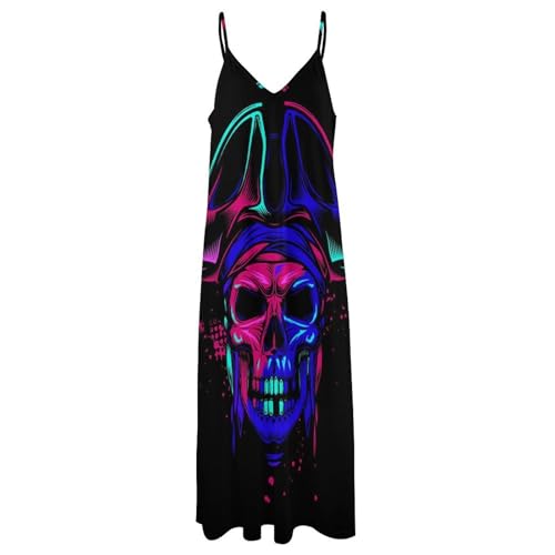 Robe maxi sans manches legere et fluide a motif crane de pirate - 3