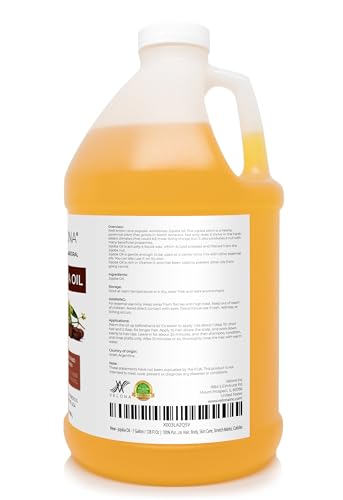 velona Jojoba Oil - 1 Gallon / 128 Fl Oz | 100% Pure and Natural | Golden, Unrefined, Cold Pressed, Hexane Free | Moisturizing Face, Hair, Body, Skin Care, Stretch Marks, Cuticles