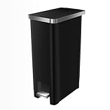 EKO Poubelle Cuisine Hana 30L Noire avec Pédale | Bac en Plastique Compact | Fermeture Silencieuse Salle Bain