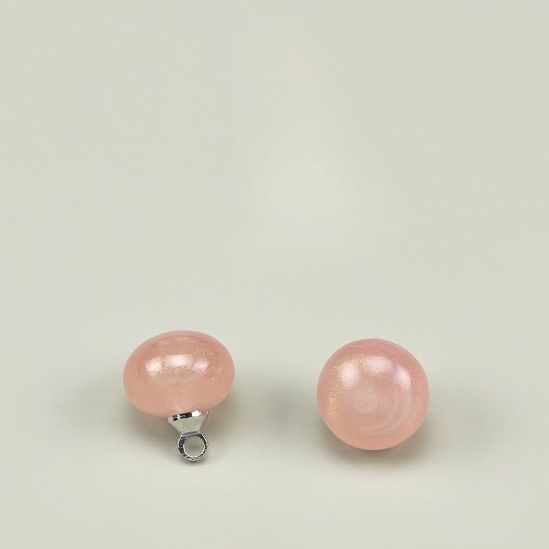 Guziki perłowe, 50 szt. 10 mm, srebrno-szare, cekiny, małe okrągłe, guziki kulkowe do rękodzieła z tkaniny, guzik żywicy na trzonku(Pink)