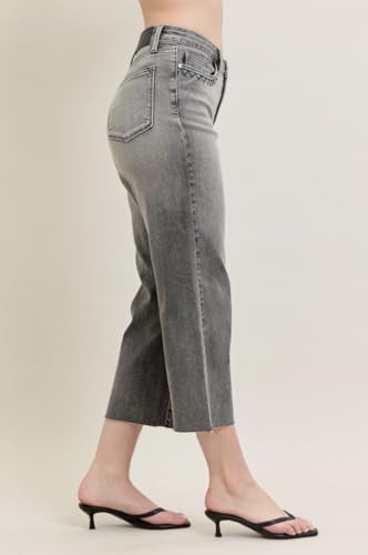 Judy Blue Vintage Gray Wash High Rise Wide Crop Jeans - Ivory Gem4