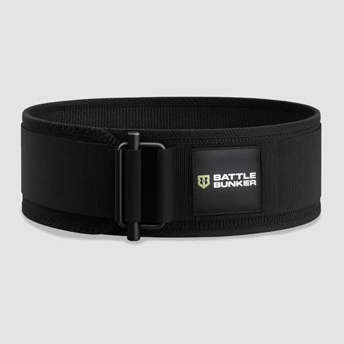 Battle Bunker Weightlifting Belt for Men and Women Self-Locking Lifting Belt with 4 Core Support for Squats Deadlifts Olympic Lifting & CrossFit Adjustable Gym Belt for Strength Training