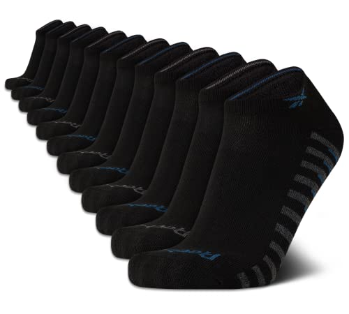 Reebok Men's Low Cut Socks - 12 Pack Performance Cushion Comfort No Show Socks - Breathable Athletic Socks for Men (6-12.5), Size 6-12.5, Black Detail