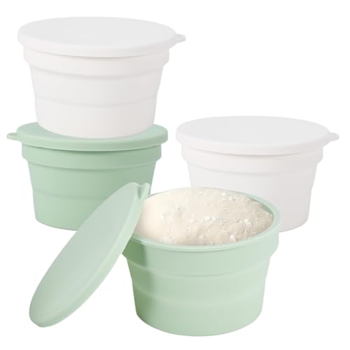 Cesta de fermentación, 4 cestas de fermentación plegables para pan, cristal de fermentación, cesta de fermentación redonda para principiantes, cesta de almacenamiento pequeña, fácil de limpiar