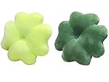 3D Four-leaf clover throw pillow plush Seating cushion home decoration - Cute Room Decor for Girls, Teens, Tweens & Toddlers - PLUSH Pillow for Reading and afternoon nap 2Pieces(FLUORESCENT GREEN)