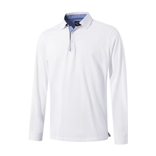 Image of Men's Business Long and Short Sleeve Polo Shirts Mercerized Cotton Blend Casual Stylish Collared Shirts