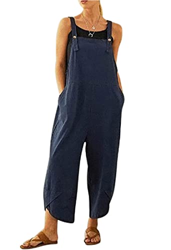 BRONG Salopette da donna casual allentata salopette in morbido cotone