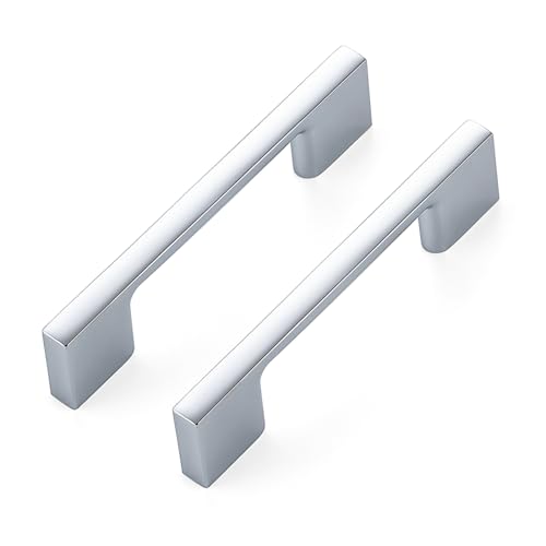 25 Pack Polished Chrome Wide Foot Cabinet Handles, 3" Hole Center Pulls