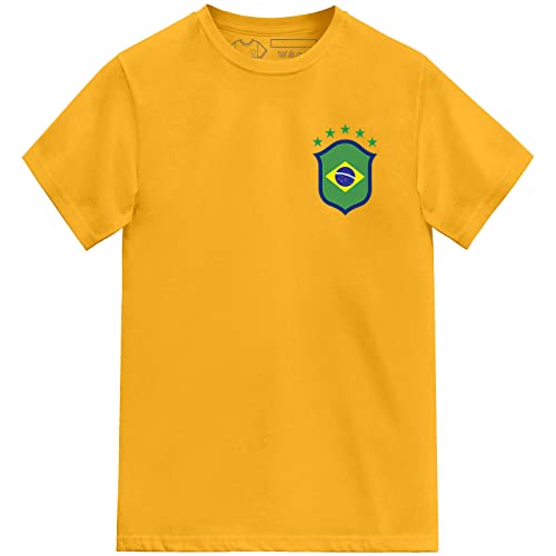Kids Brazil Football Shirt Team Shield Tshirt (Sunflower, 5-6 Years)