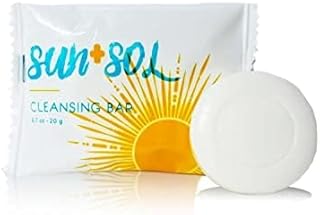 World Amenities - Sun + Sol Bulk Luxurious Cleansing Bar With Warm Coconut & Vanilla Fragrances, Pleat Wrapped Travel Size Toiletries, Mini Hotel Amenities, 0.7 oz (500 Pack)