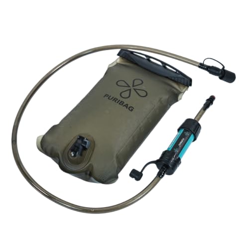 Puribag Adventure Bladder: 2 Liter Hydration Bladder with Filter - Replacement Backpack Water System Compatible with Other Daypack Hydration Systems Water Bladder for Backpacking Hiking & Biking