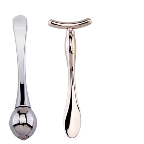 Ipetboom 1 Juego barra de esencia kit de maquillaje kit maquillaje kit maquilhagem ojeras oscuras ojo masaje equipo primicia de belleza cuchara para facial de doble punta Silver
