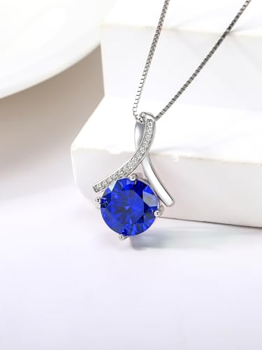 Birthstone Necklace for Women White Gold Plated Dainty Necklaces Anniversary Birthday Christmas Valentine Engagements Mothers Day Jewelry Gifts for Mom Wife Her Girlfriend 18+2 Inches2