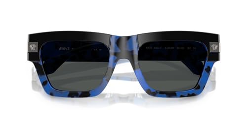 Image of Versace Man Sunglasses Havana Blue Frame, Dark Grey Lenses, 55MM