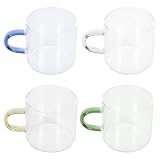 BESPORTBLE Tazas de Té Kung Fu de Vidrio Resistente al Calor 120 Ml Set de 4 Unidades en Colores Verde Azul Transparente y Ámbar Ideales para Degustación y Uso en Hogar Oficina y Viajes