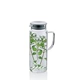 Cruche galbée et élégante en verre pour un usage quotidien, à l'intérieur ou à l'extérieur.