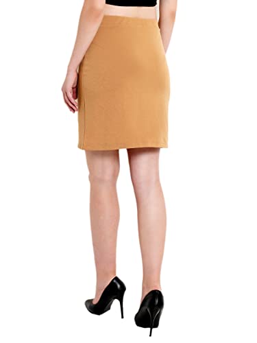Image of POPWINGS Casual Solid Front Slit Button Styling Pencil Skirt for Women || Formal Mini Pencil Skirt for Women || Stylish Women Pencil Skirt for Summer || Above Knee-Length Skirt for Women