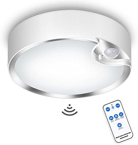 Battery Operated Lights with Remote-Wireless Motion Sensor Ceiling Light with 400LM Dimmable 3000K/6000K-Battery Powered Ceiling Light for Shower Closets Corridor Laundry Stairs Garage Porch Bathroom
