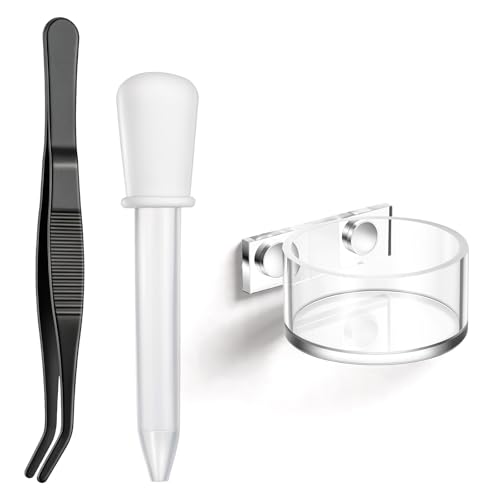 Jumping Spider Feeding Dish Set Jumping Spider Accessories with Tweezers and Dropper Magnetic Food Dish Jumping-Spider Enclosure Accessories Reptile Feeding Tongs 4x2cm