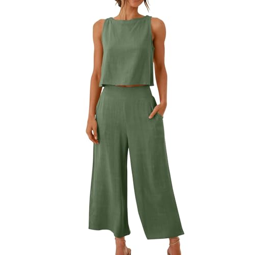 Générique 2025 Linen Sets for Women 2 Piece Summer Outfits Sleeveless Tops Wide Leg Crop Pants Matching Lounge Set Linen Sets (8,XL) Générique 2025 Linen Sets for Women 2 Piece Summer Outfits Sleeveless Tops Wide Leg Crop Pants Matching Lounge Set Linen Sets (8,XL)