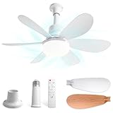 YYSWSAKY 52CM Ventilador de Techo con Luz, Pequeño Lampara Ventilador Techo, 2 Juegos de Aspas, 40W LED Regulable, Silencioso, E27, 3 Velocidades, Abanico para Interior Exteriores Dormitorio Sal
