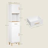 EUGAD Badezimmerschrank,Hochschrank, Badschrank mit 5 Fächern 1 Schublade, weiße Kommode im Badezimmer, Schrank mit verstellbaren Trennwänden, weiß 40x180x30 cm