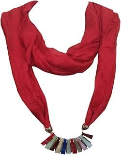 w+ Stylish Fashionable Pendant Scarf Necklace Stole Dupatta Stoles Muffler Wrap Scarves for Women & Girls (Multicolor9S)-picture-12